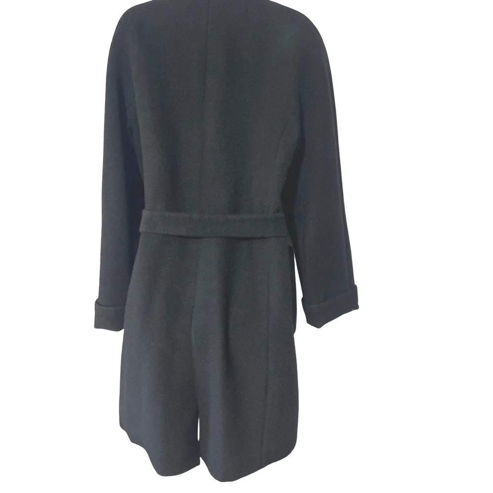 Katherine Kelly Black Alpaca Wool Blend Wrap Coat Shawl Collar Size 14 Womens
